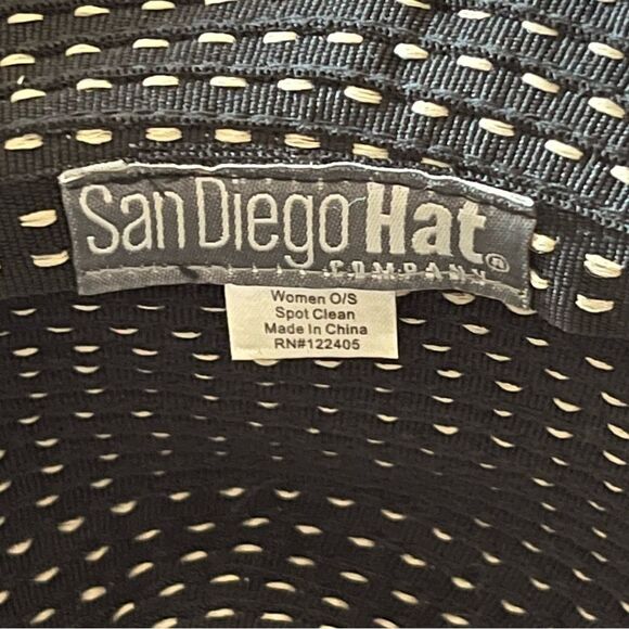 San Diego Hat Company Black and Tan Polka Dot Sun Hat Wide Rim Beach - Picture 10 of 10